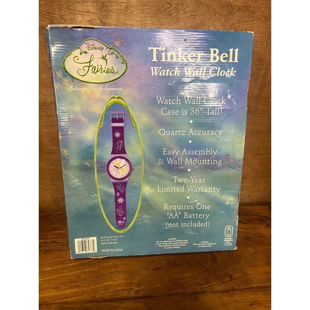 Disney Fairies Tinker Bell Watch Wall‎ Clock 36 Inch Purple Pretty Little Pixie